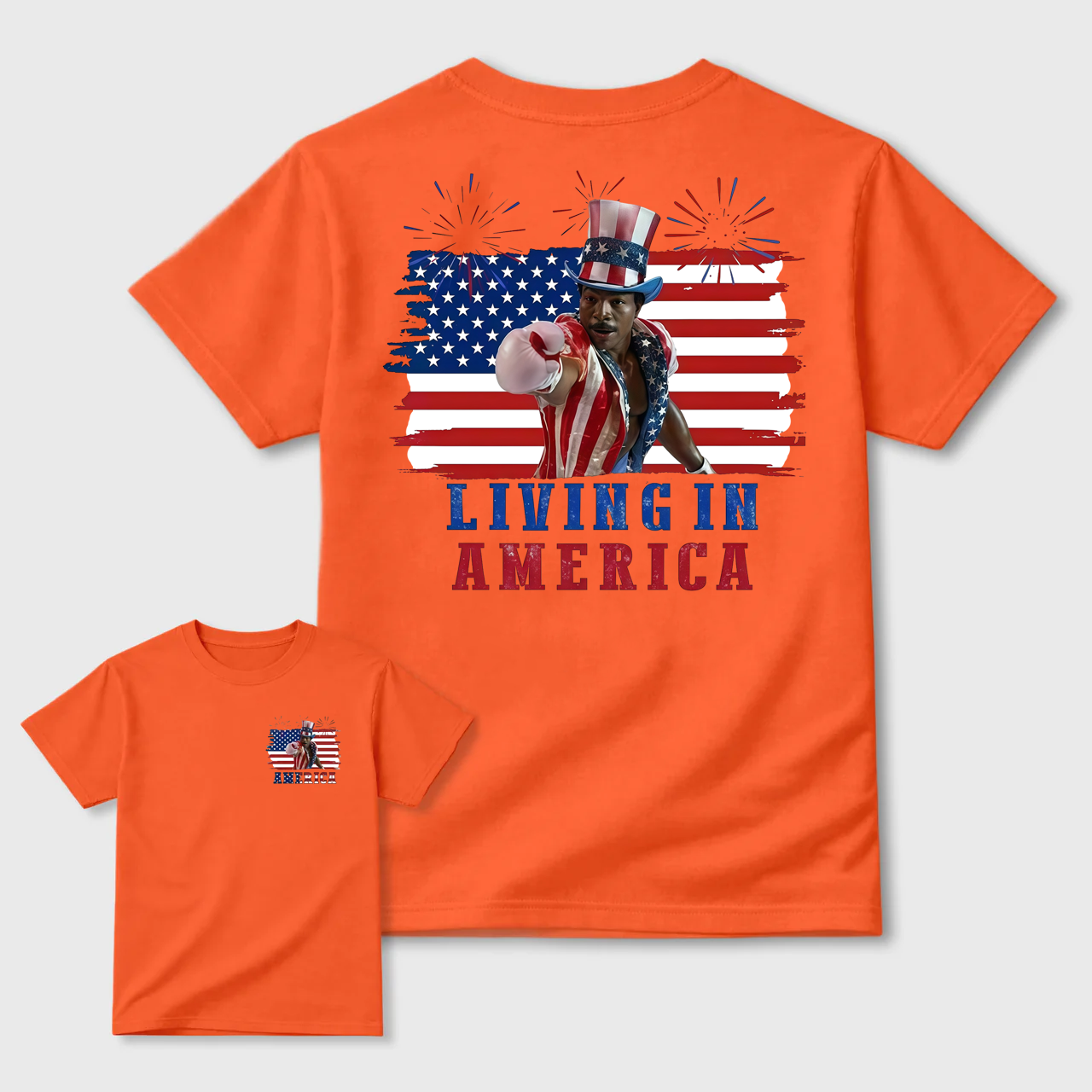 Apollo Creed Living In America July 4th Independence Day Graphic T-Shirt