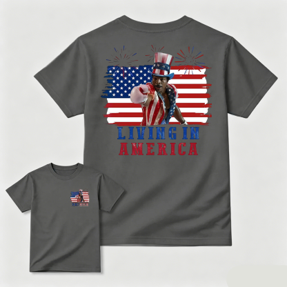 Apollo Creed Living In America July 4th Independence Day Graphic T-Shirt