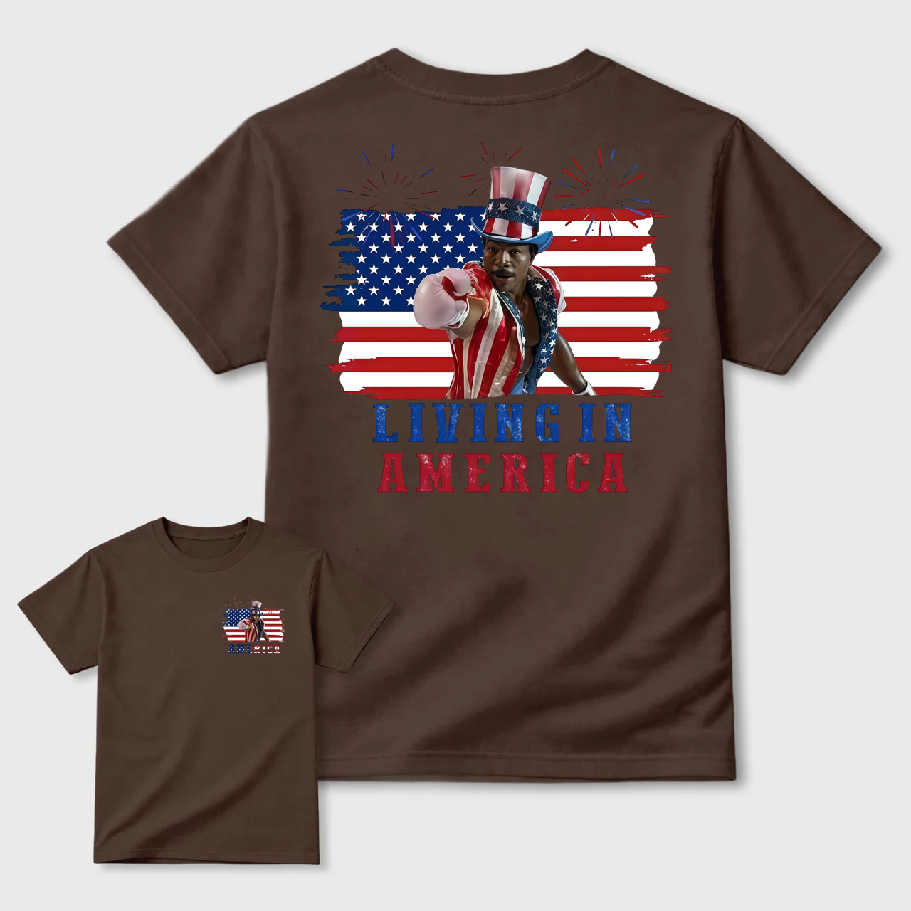 Apollo Creed Living In America July 4th Independence Day Graphic T-Shirt