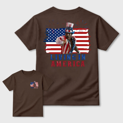 Apollo Creed Living In America July 4th Independence Day Graphic T-Shirt