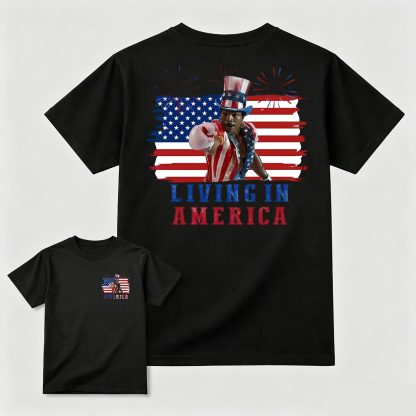 Apollo Creed Living In America July 4th Independence Day Graphic T-Shirt