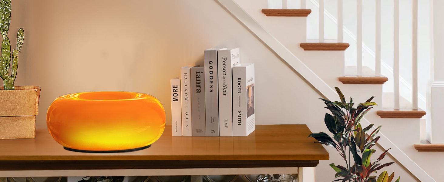 RGB Donut Lamp,Plug-in Bedside Lamp Or Plug-in Wall Sconces,Mid Century Modern Decor Wall Mount Lamps,Creative Orange Light for Living Room,Reading Room,Hallway Ambient Lighting