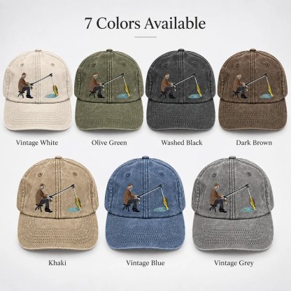  🎣 Catch of the Day Interactive Fishing Cap – Vintage Washed Moving Fish Hat