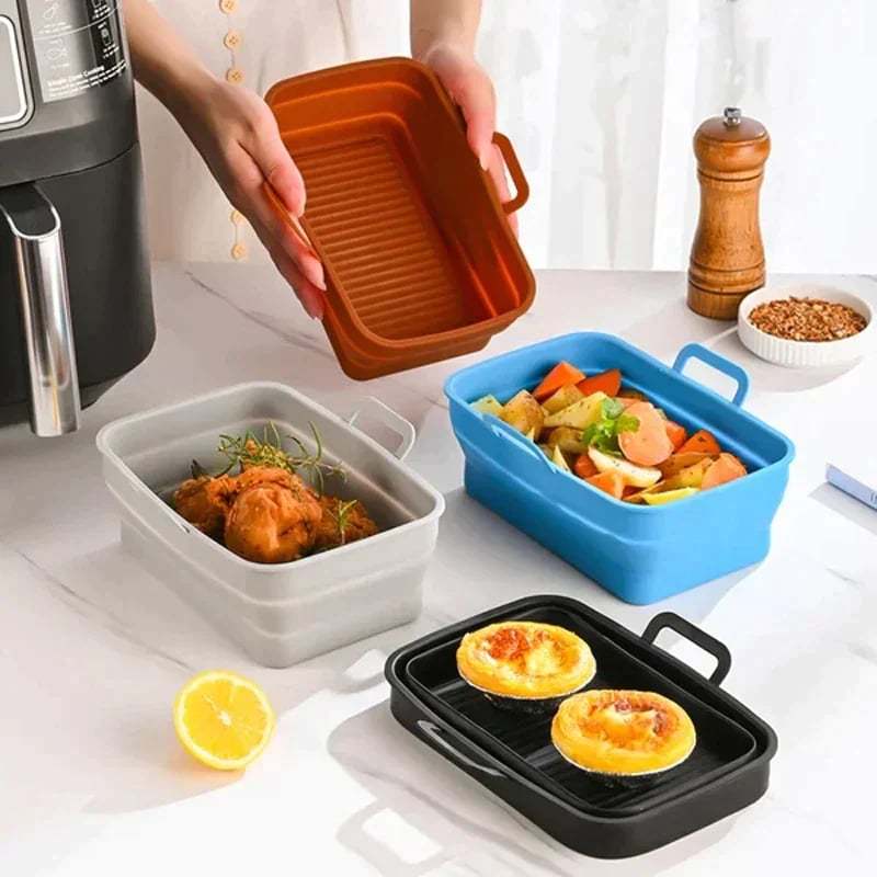 🏆 50K+ SOLD!⏰This Week Special Price.Foldable Air Fryer Silicone Baking Tray