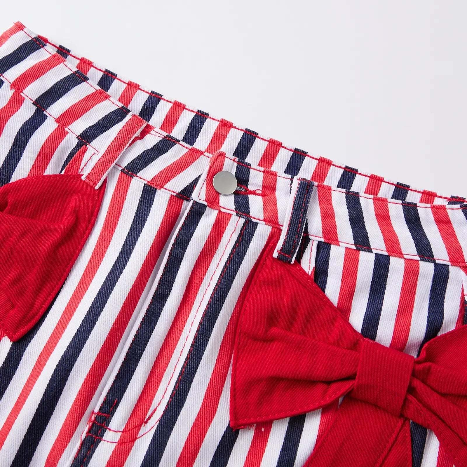 🏆 Retro Patriotic Style🏆Women's Red White Blue Striped Mini Skirt - 4th of July & Daily Wear
