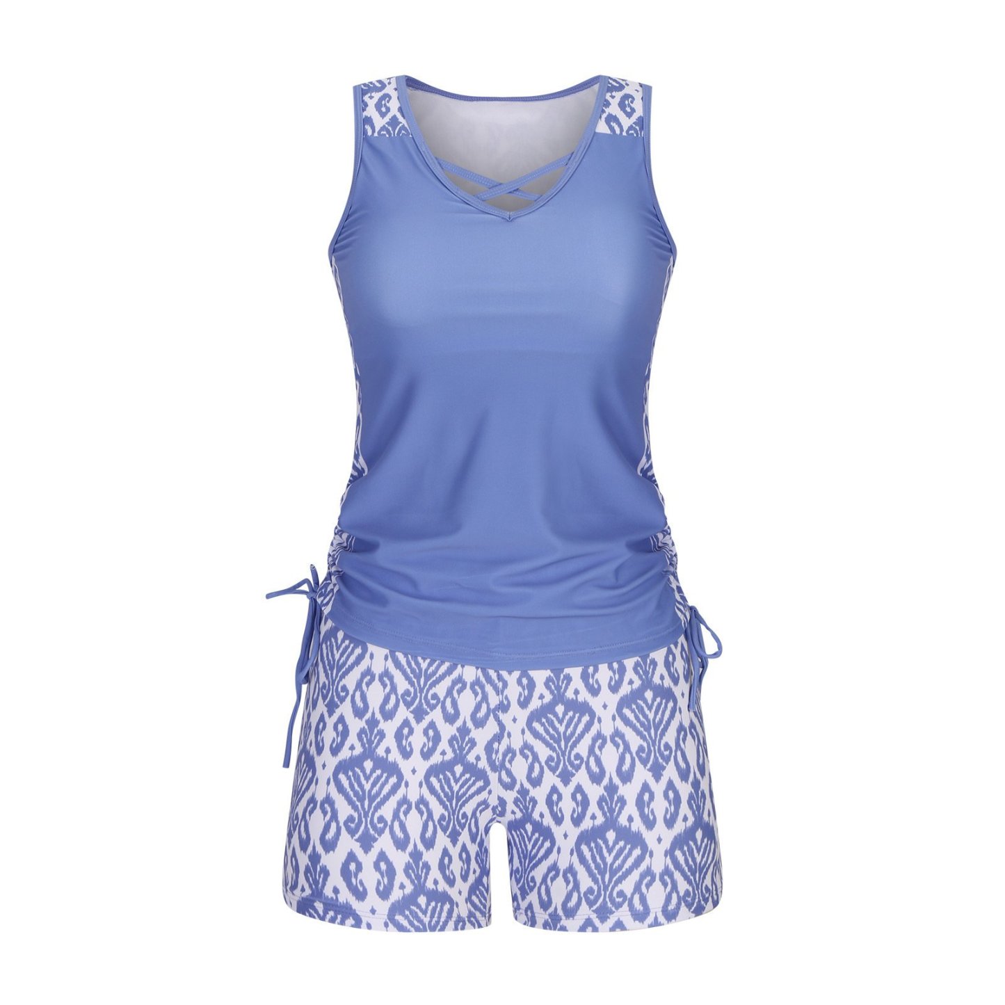 ⏰LAST DAY 60% OFF - Women's Tummy Control Tankini Set with Built-In Bra – Flattering Boho Swimwear with Shorts🔥