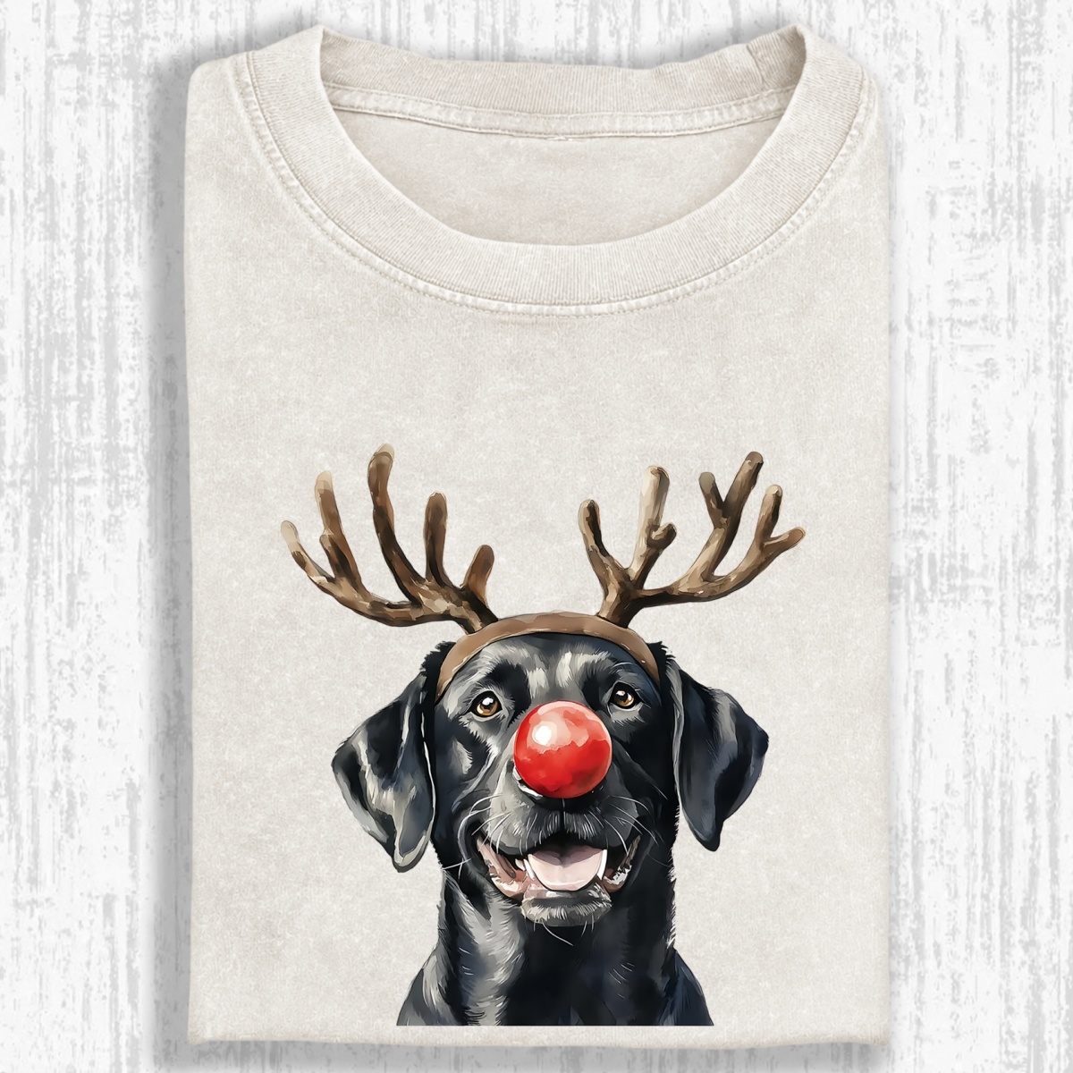 Christmas Black Labrador Washed Oversized T-shirt