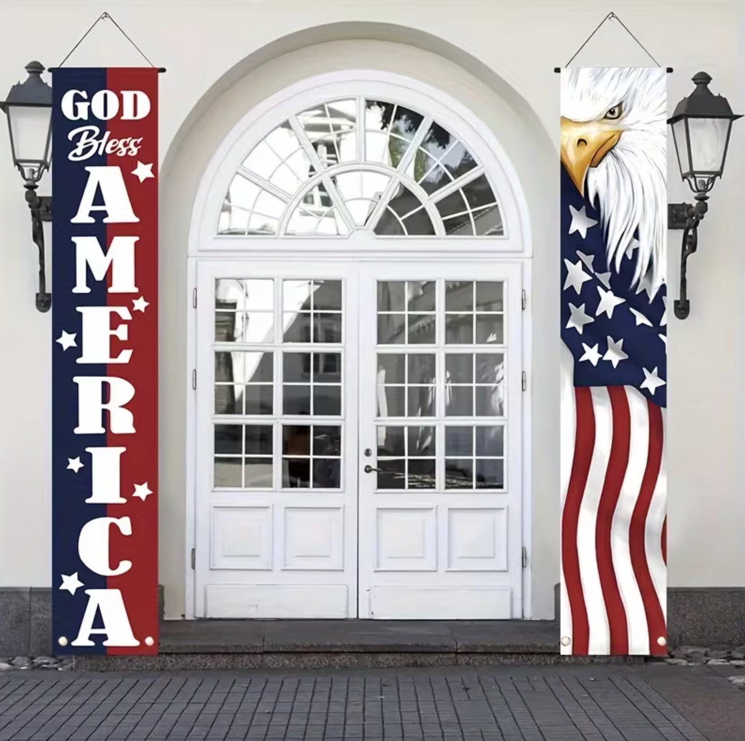 God Bless America – Patriotic Eagle Porch Banner Set