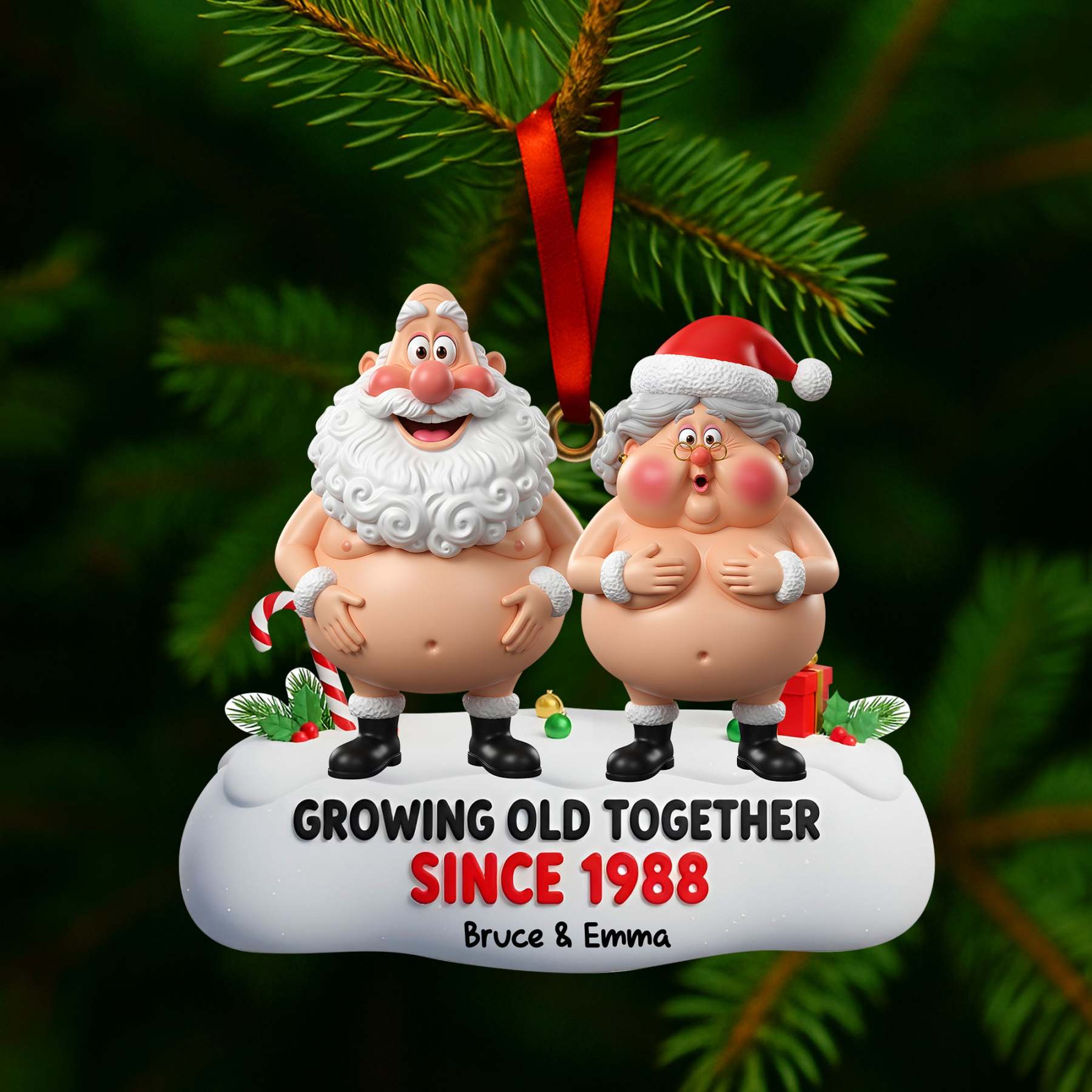 Growing Old Couple Ornament - Personalized Funny Gifts For Couple 04OHLU031025-Homacus