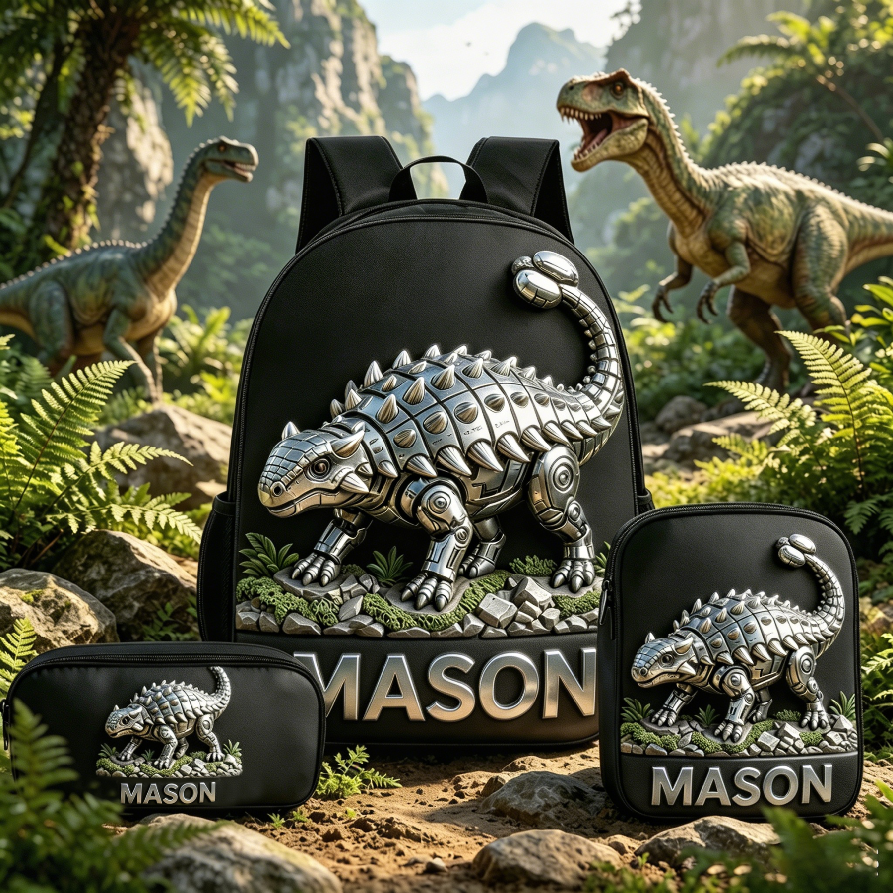 Personalized Kid Mechanical Dinosaur Backpack