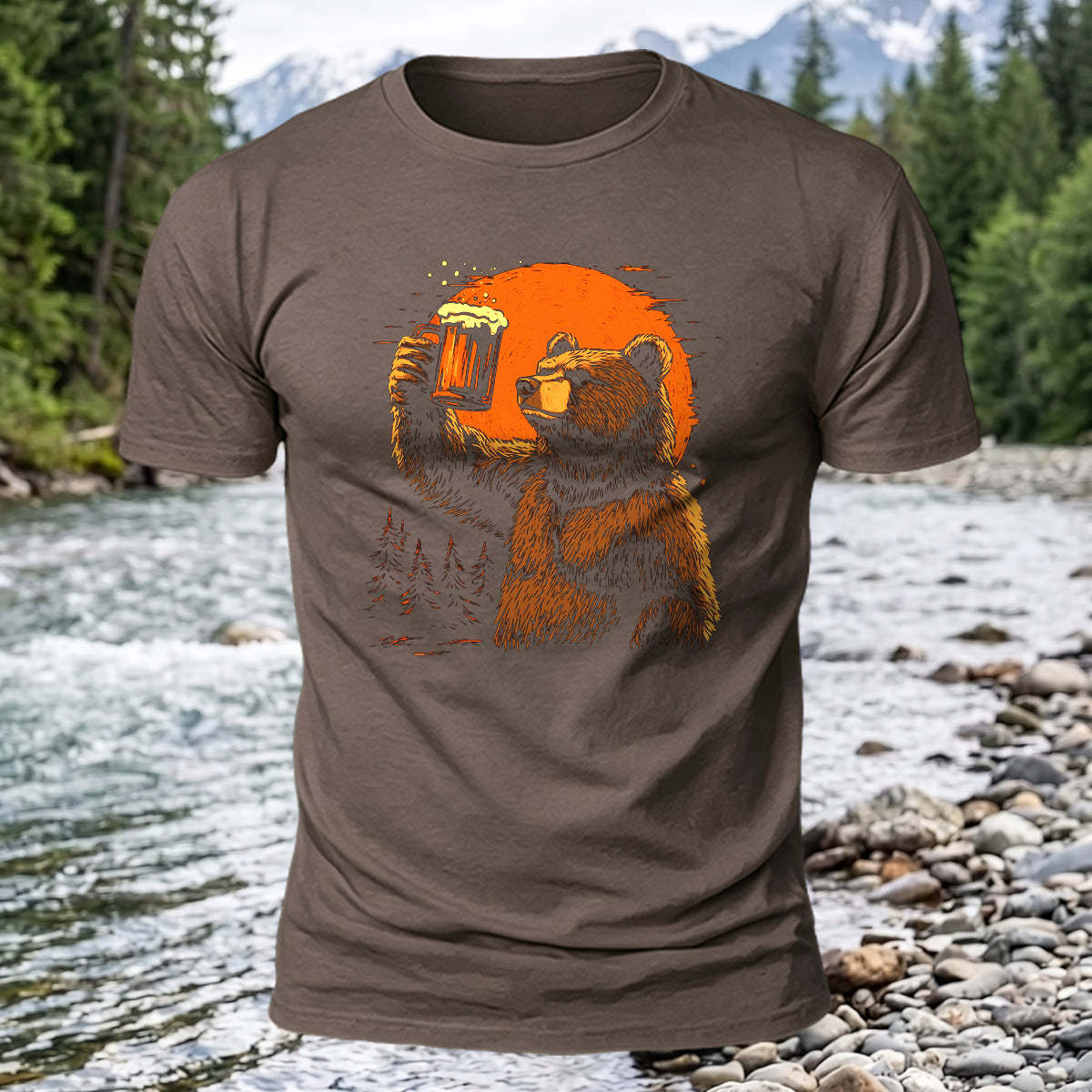 Cheers Bear Printed Short Sleeve T-Shirt