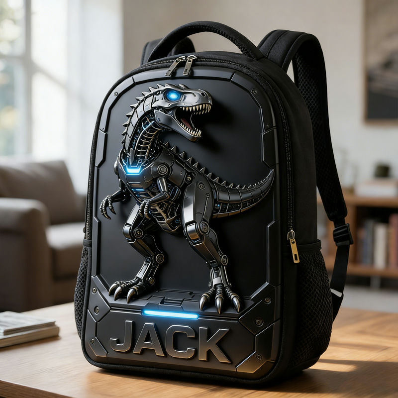 Personalized monster truck-themed backpack