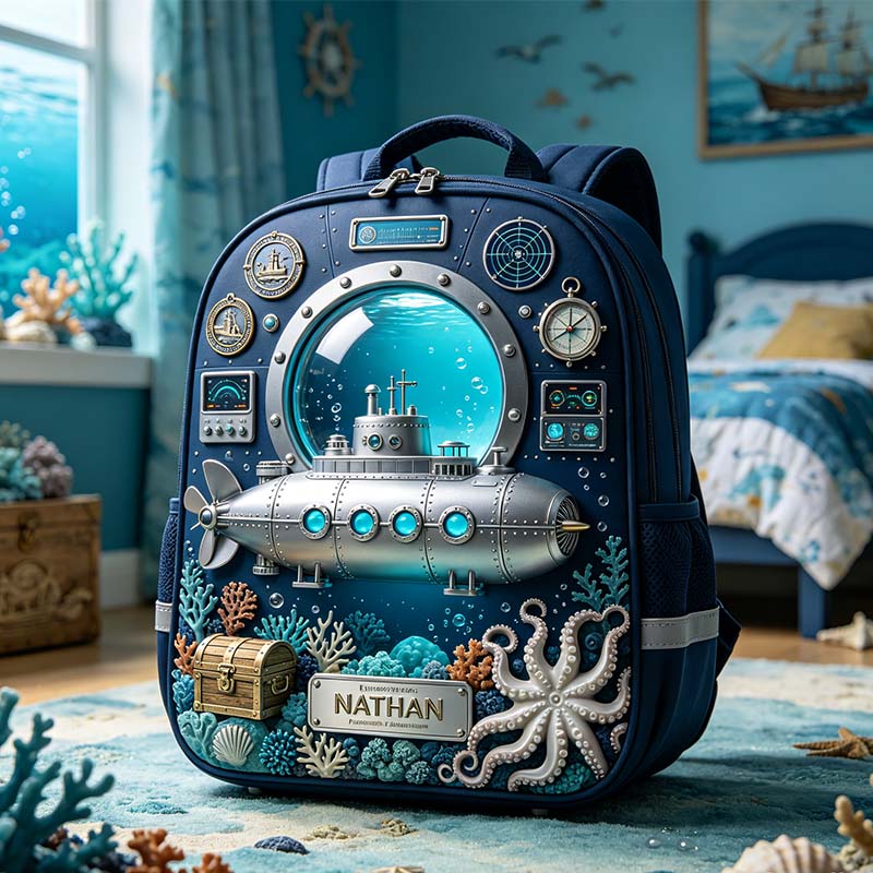 Personalized Deep Sea Submarine Themed Backpack