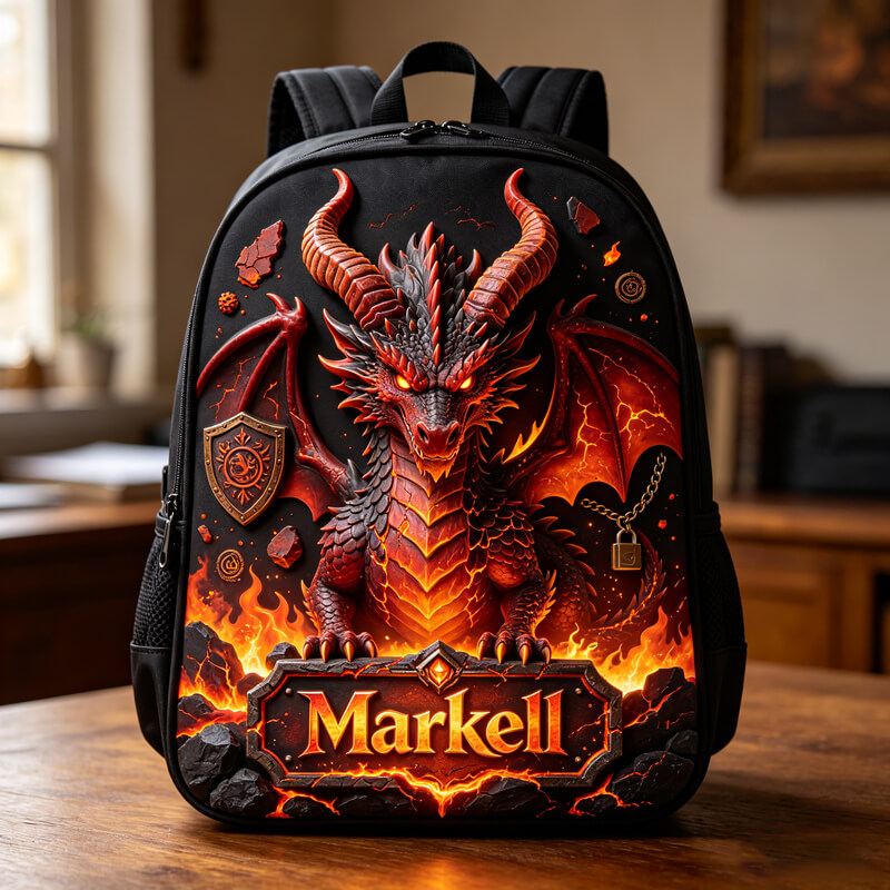 Personalized Fire Dragon Theme Backpack