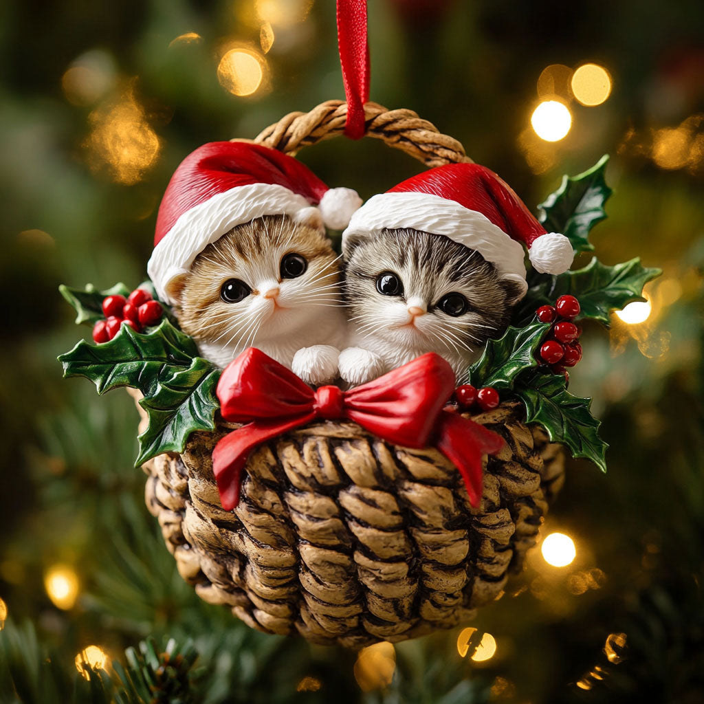 Warm Basket Cat WN0811073CL Christmas Ornament