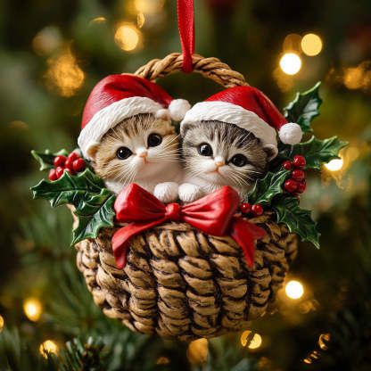 Warm Basket Cat WN0811073CL Christmas Ornament