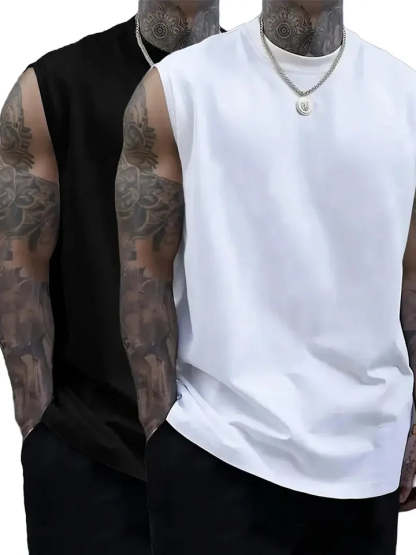 Men's Solid Color Round Neck Tank Top