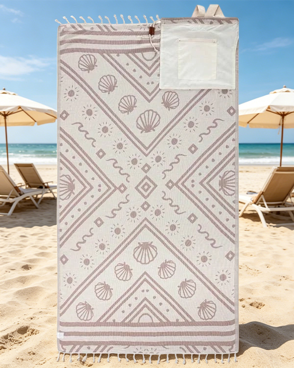 ⏰LAST DAY $20 OFF - 🏖️2-in-1 Turkish Cotton Towel Bag with Inner Zip Pocket & Sand-Repelling Fabric