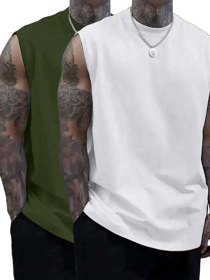 Men's Solid Color Round Neck Tank Top