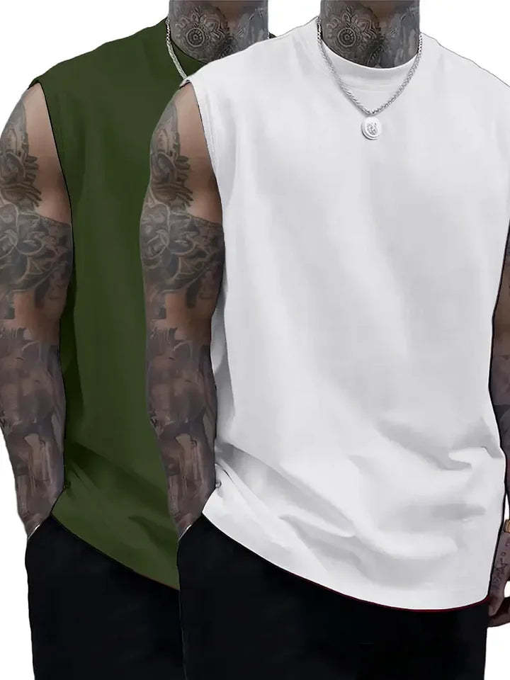 Men's Solid Color Round Neck Tank Top