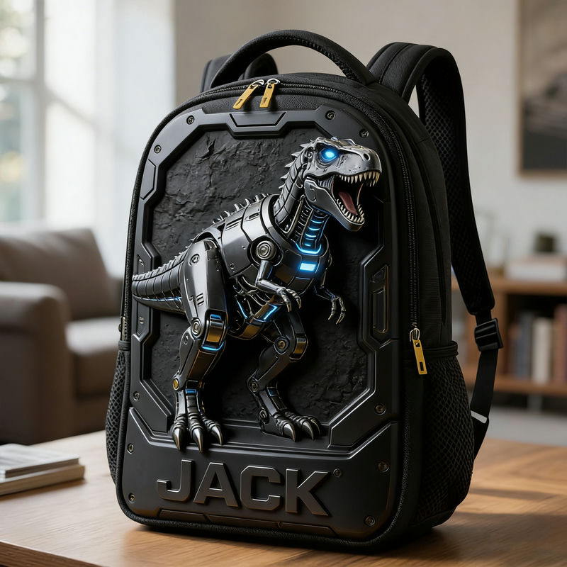 Personalized monster truck-themed backpack