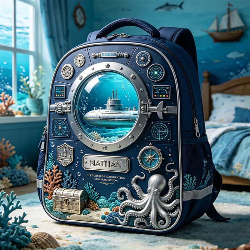 Personalized Deep Sea Submarine Themed Backpack