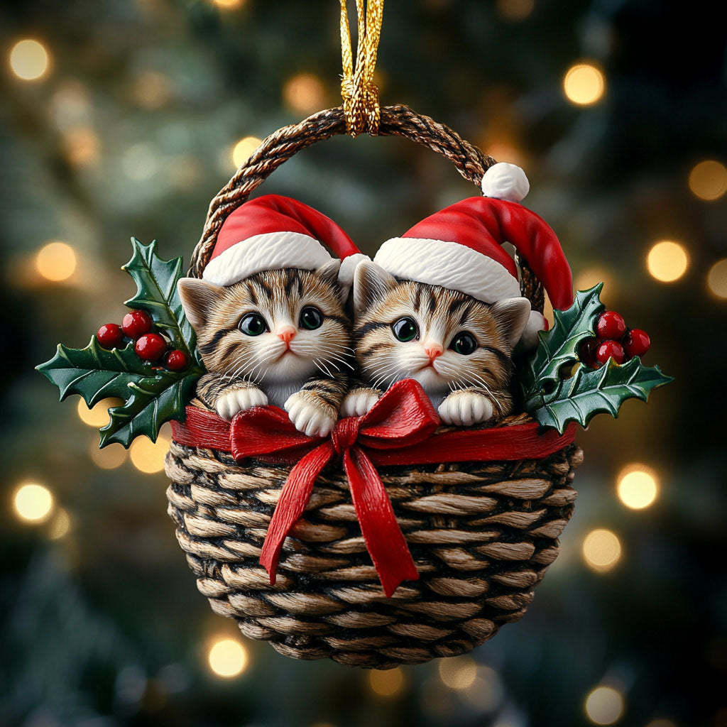 Warm Basket Cat WN0811073CL Christmas Ornament
