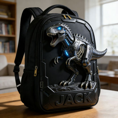 Personalized monster truck-themed backpack