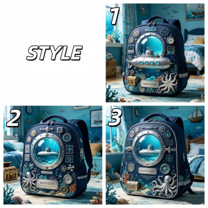 Personalized Deep Sea Submarine Themed Backpack