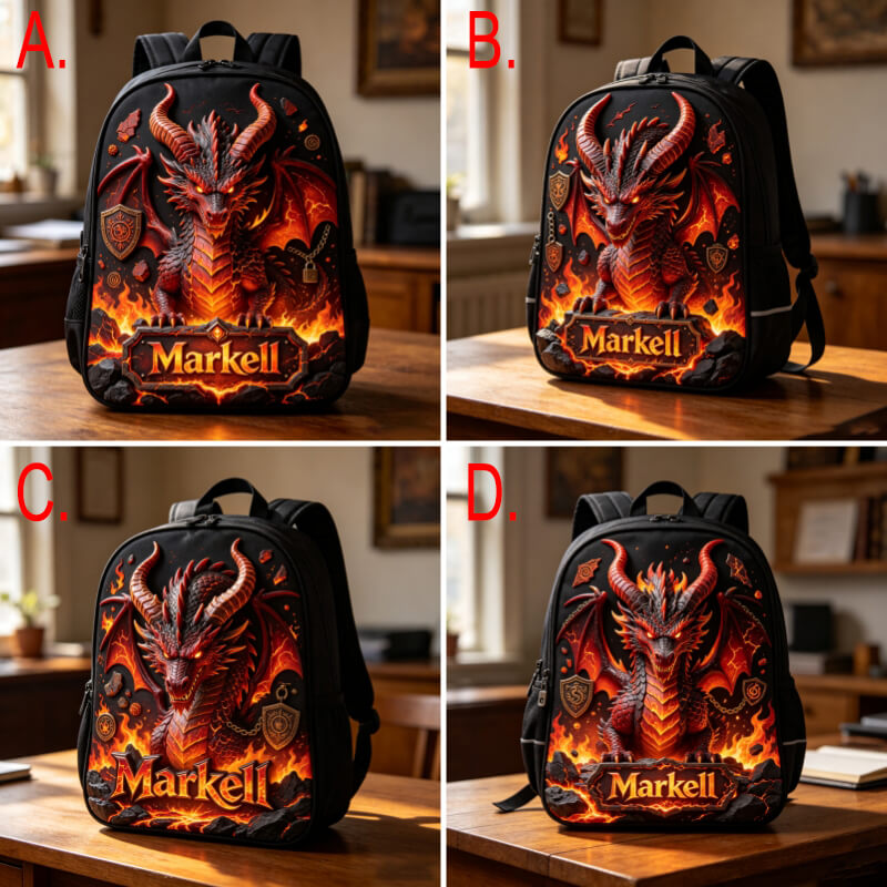 Personalized Fire Dragon Theme Backpack