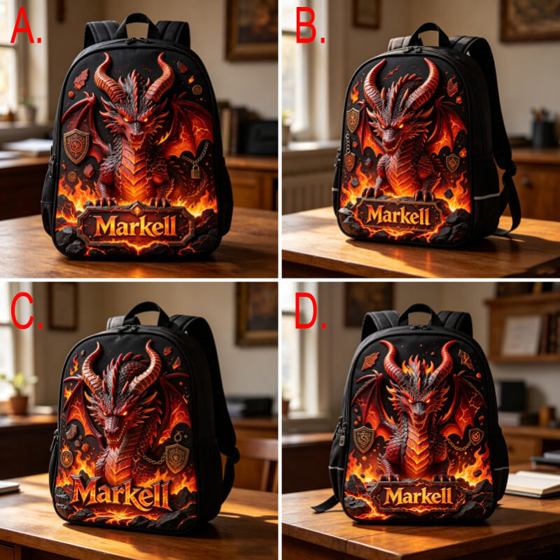 Personalized Fire Dragon Theme Backpack