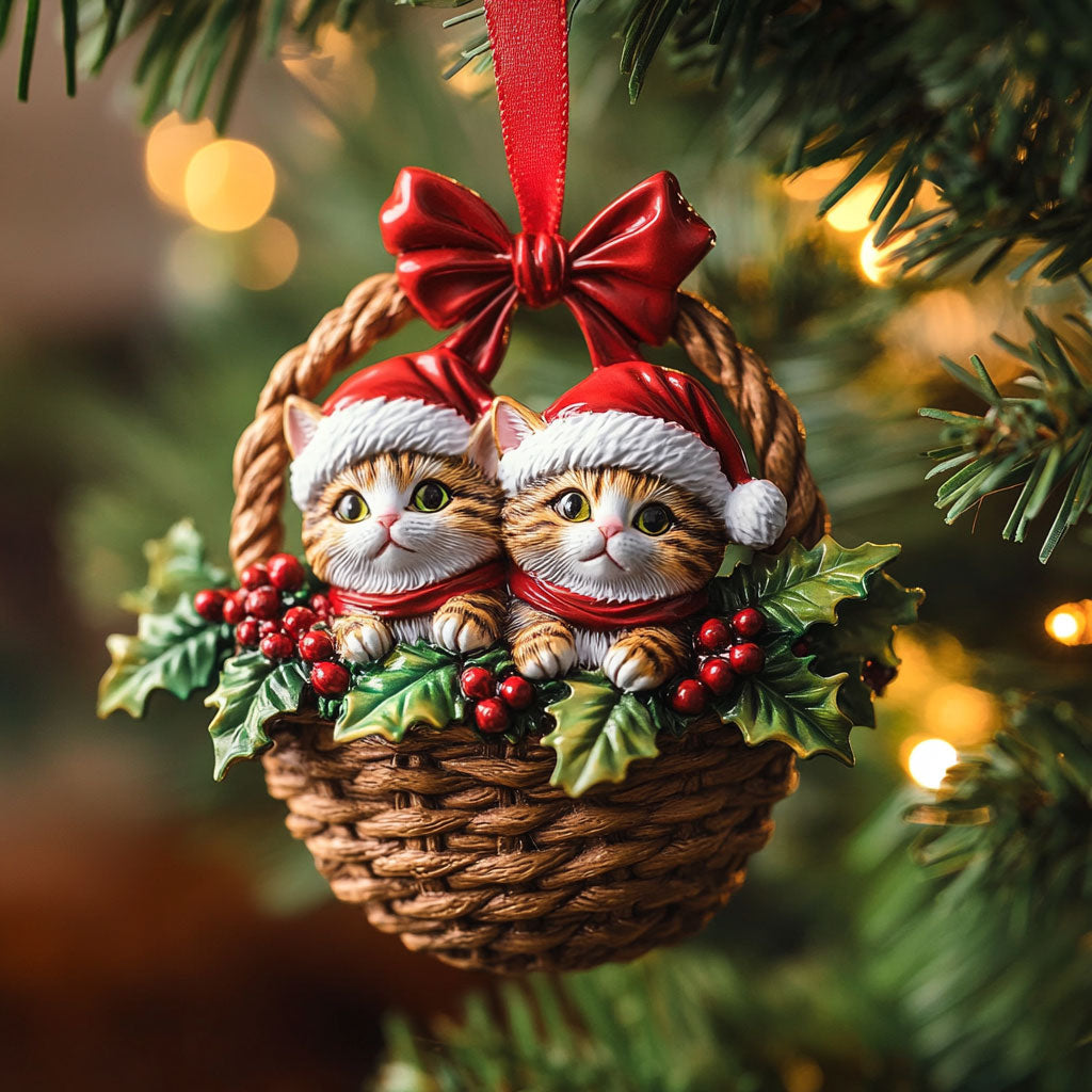 Warm Basket Cat WN0811073CL Christmas Ornament