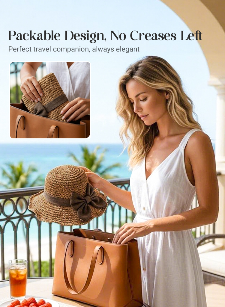 🔥 Hot Sale 49% OFF🔥Elegant Woven Straw Sun Hat with Bow
