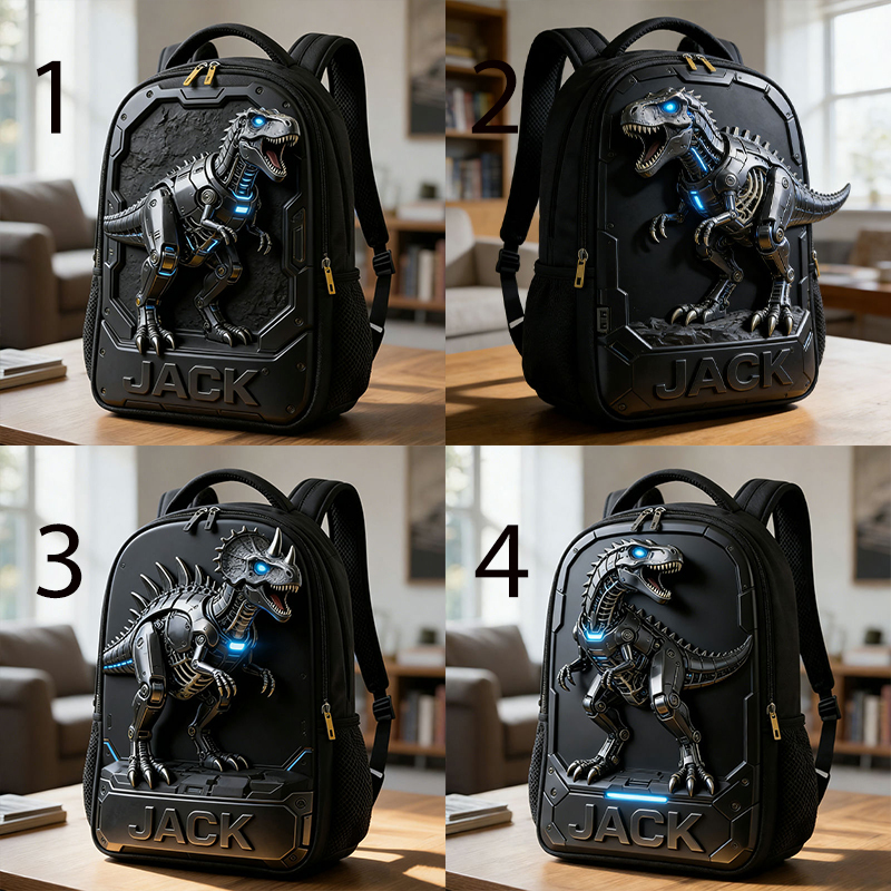 Personalized monster truck-themed backpack