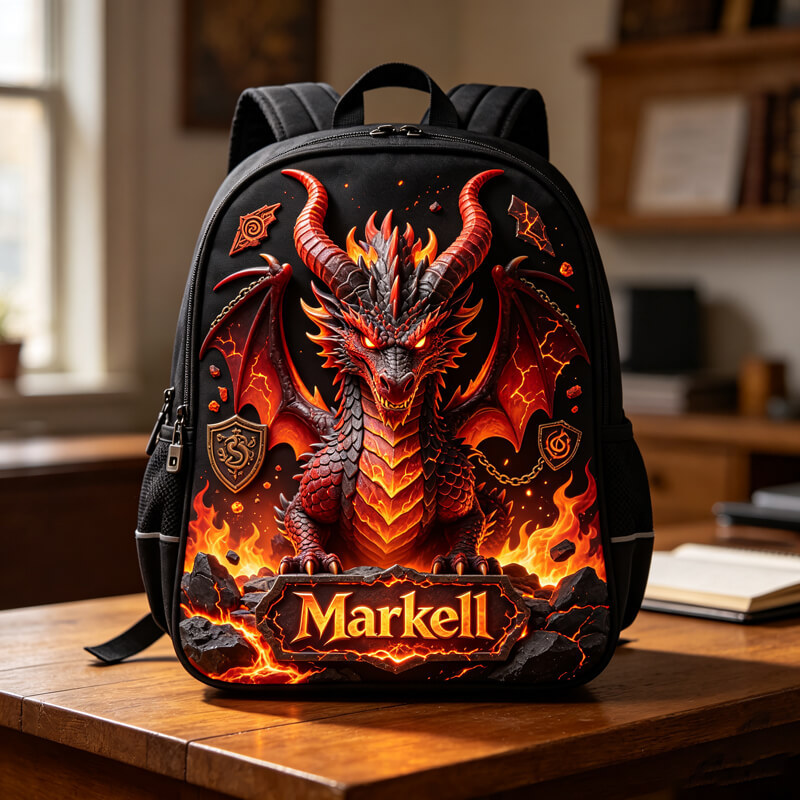 Personalized Fire Dragon Theme Backpack