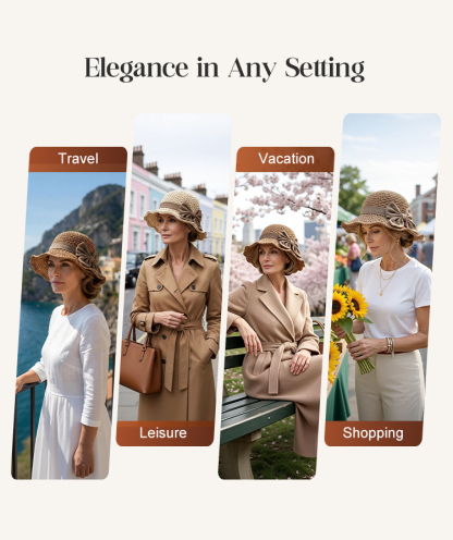 🔥 Hot Sale 49% OFF🔥Elegant Woven Straw Sun Hat with Bow