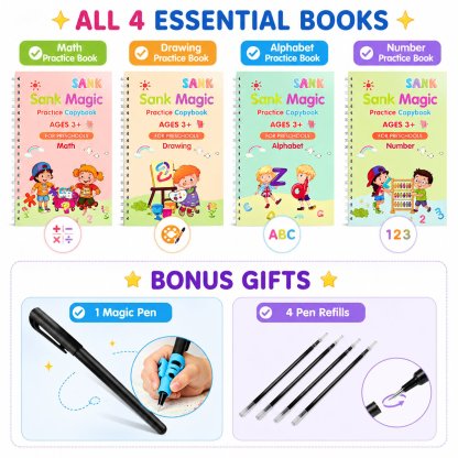 📚MagicBook | Kids Practice Copybook Set (4Pcs/Set)