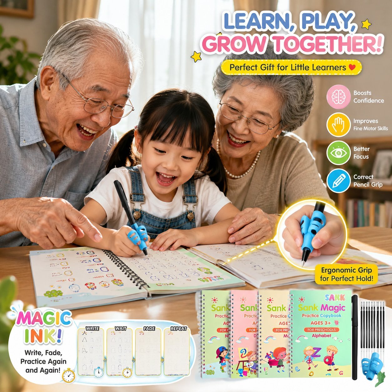 📚MagicBook | Kids Practice Copybook Set (4Pcs/Set)