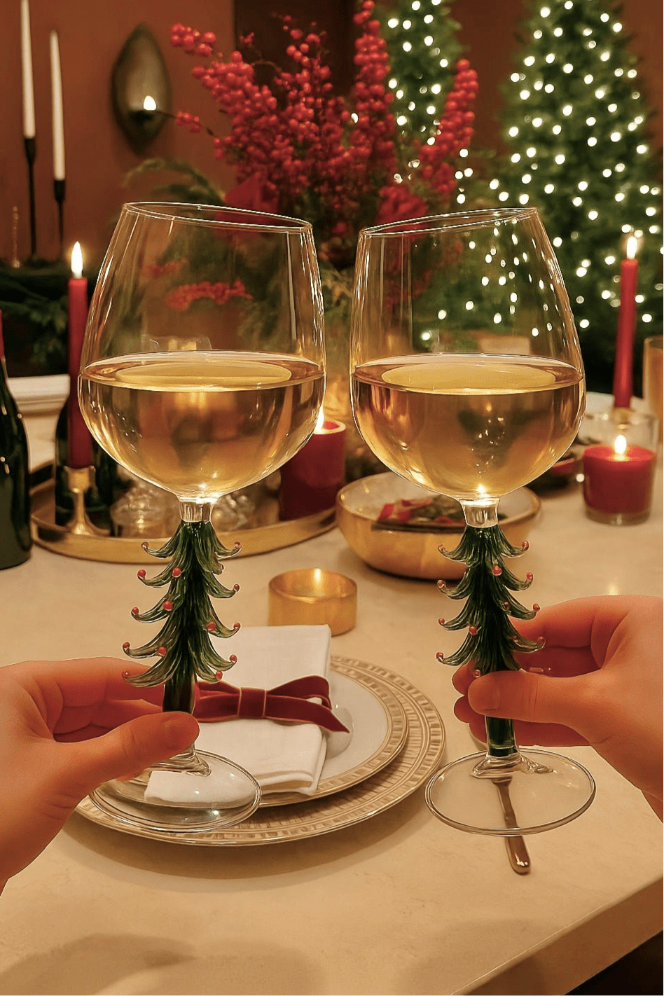 Merry Christmas Wine Flute Set of 2 designed by Anaïs decor in New York City.