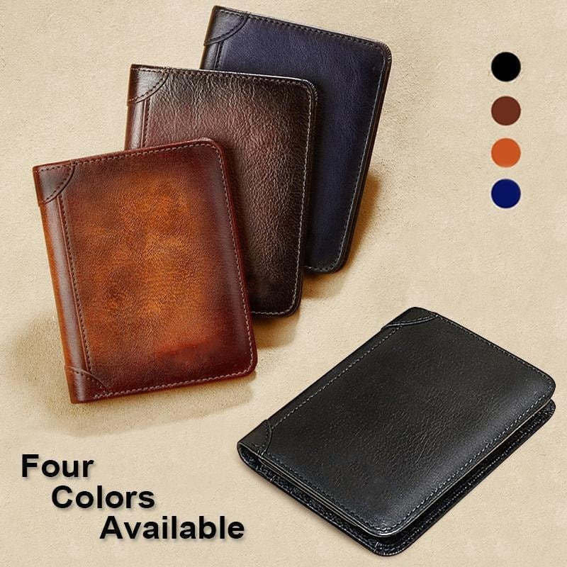 💖🌹Genuine Leather RFID Wallet for Men – Vintage Multi-Function ID & Card Holder