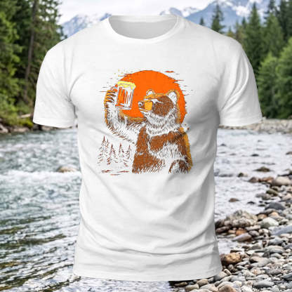 Cheers Bear Printed Short Sleeve T-Shirt