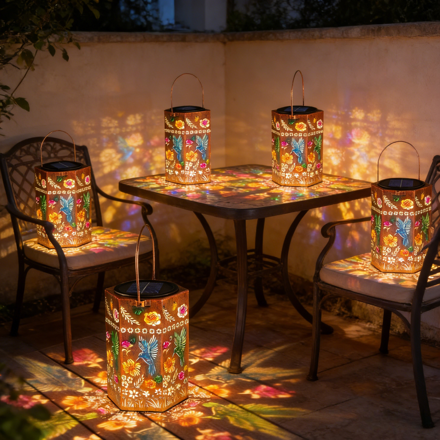 Hummingbird Floral Solar Lantern