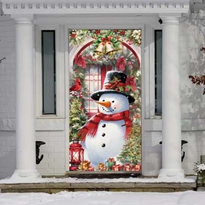 Christmas Door Covers,Decorative Bow Bell Wreath Christmas Door Wraps