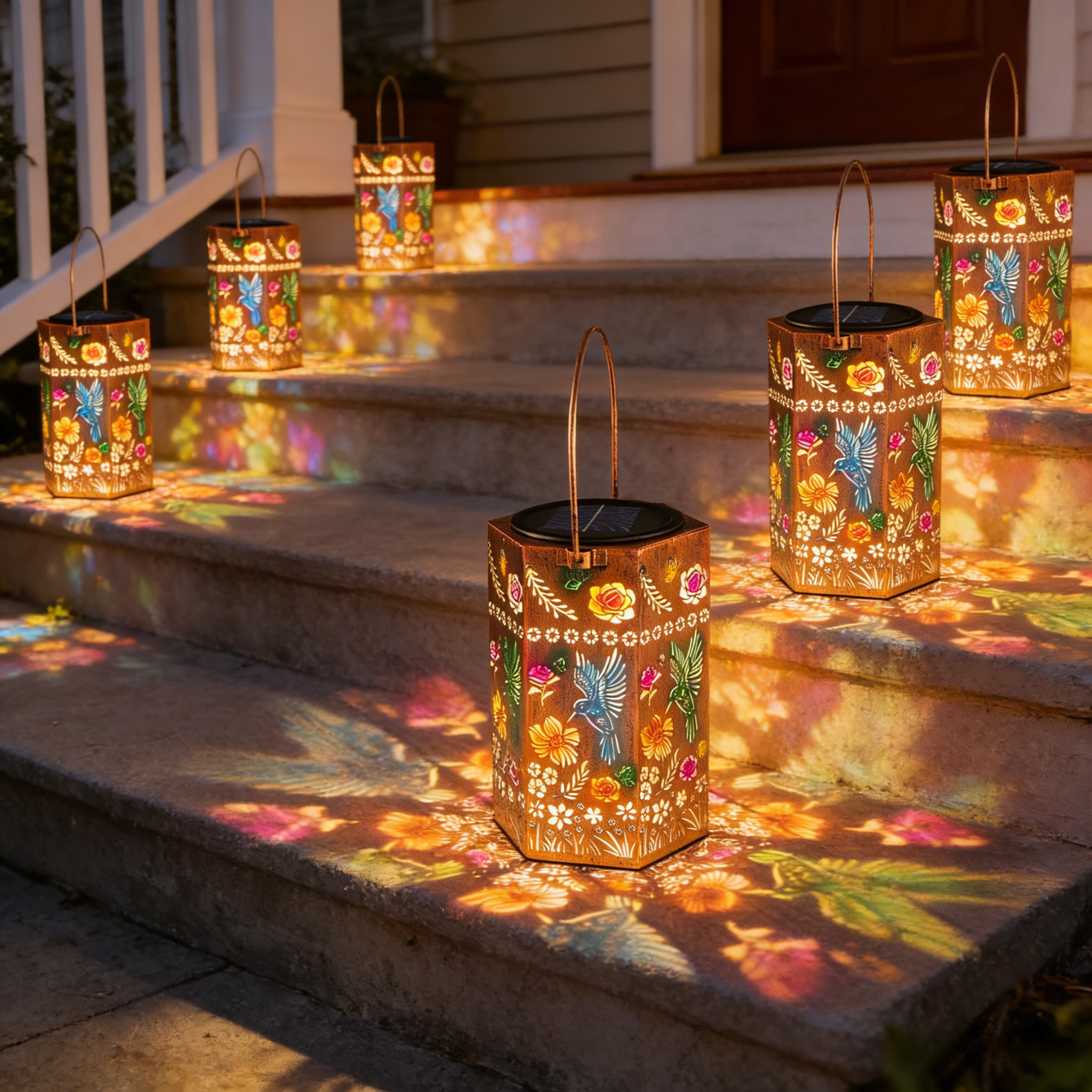 Hummingbird Floral Solar Lantern