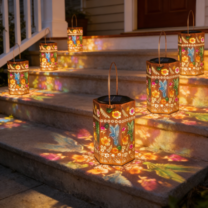 Hummingbird Floral Solar Lantern