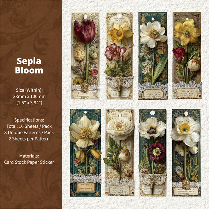 Floral Bookmark Card Sticker