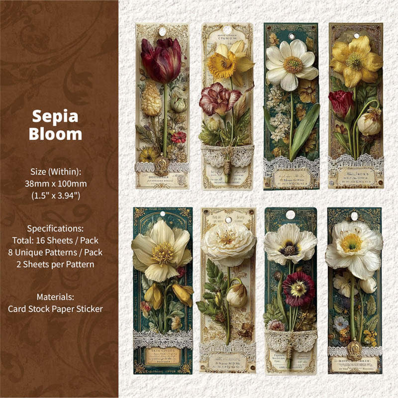 Floral Bookmark Card Sticker