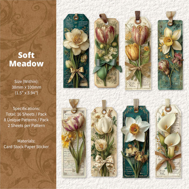 Floral Bookmark Card Sticker