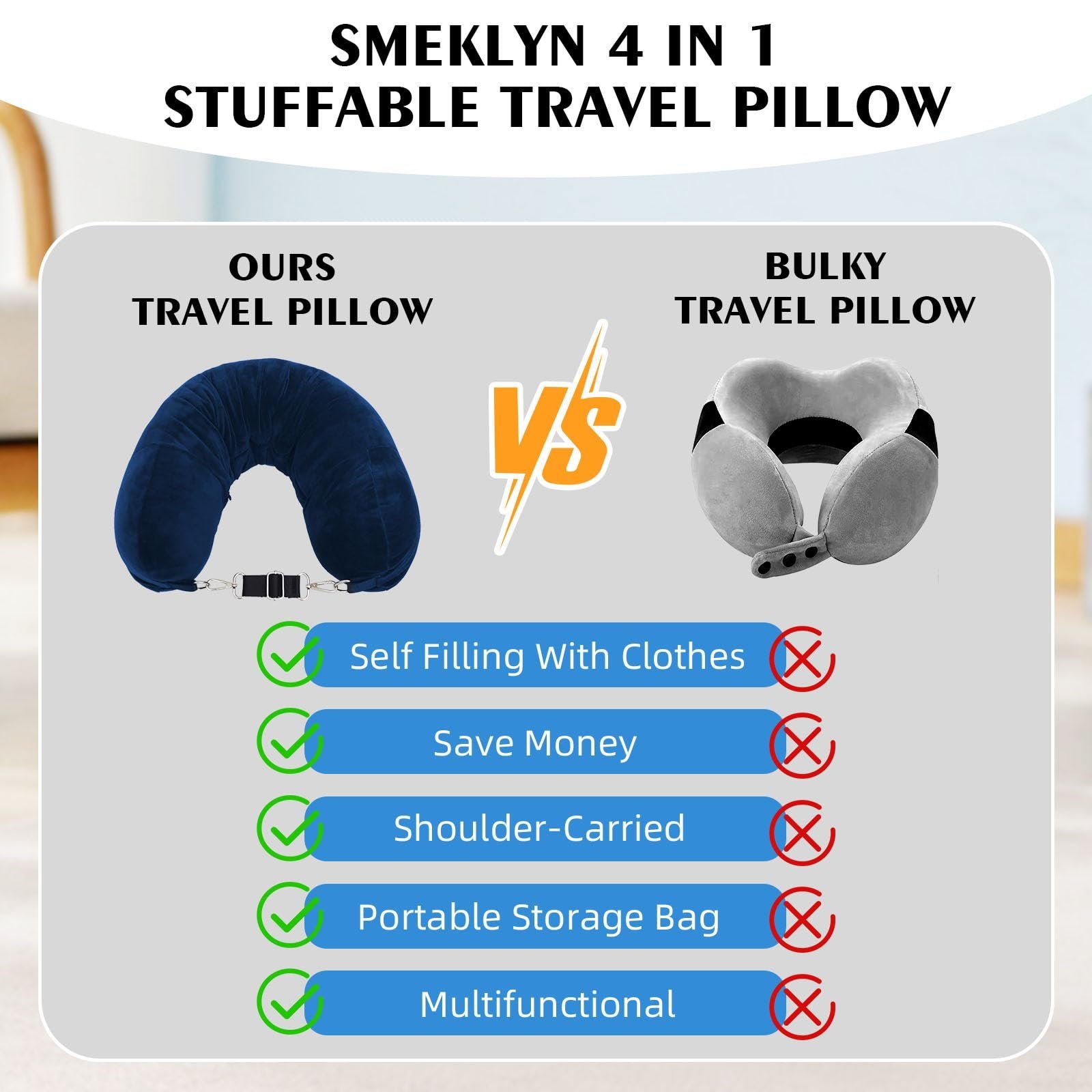 🏆Flash Sale⚡ 50K+ SOLD! Almost Gone💥Stuffable Travel Neck Pillow