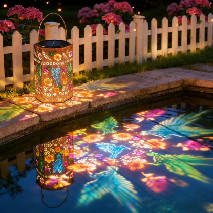 Hummingbird Floral Solar Lantern